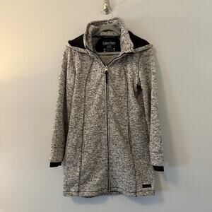 Calvin Klein Marled Light Gray - Full Zip Hooded Performance Jacket - size M